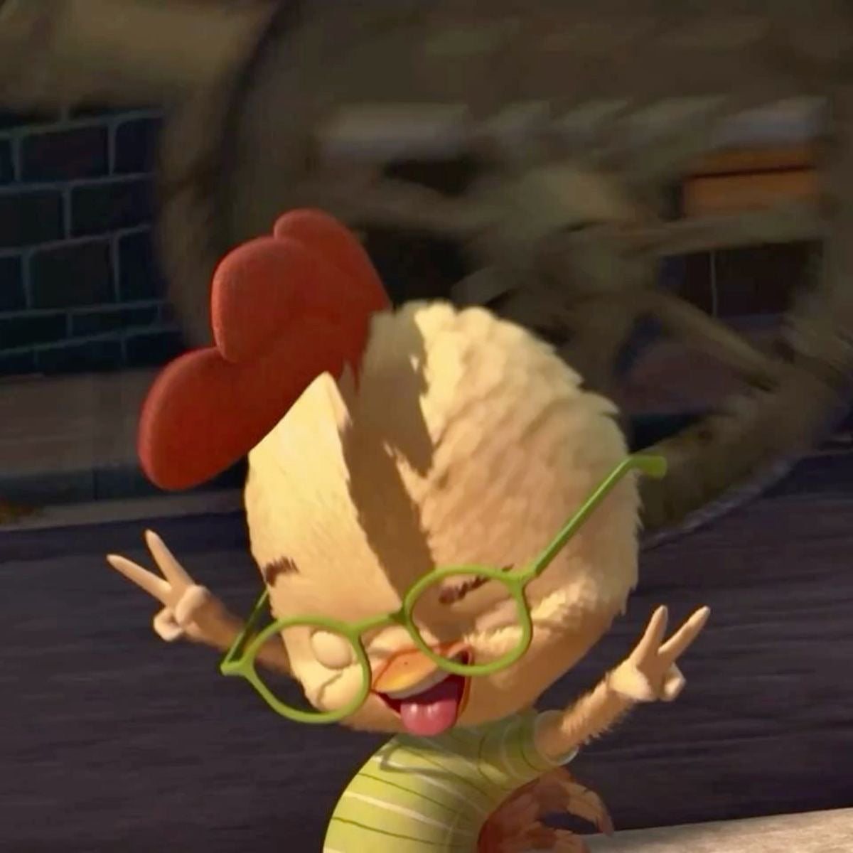 Chicken Little character looking upward